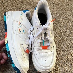 Nike Kids White Sneakers with Multicolor Accent